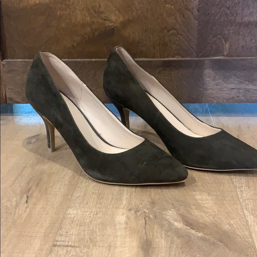 Green suede heels